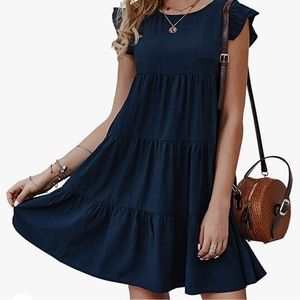 KIRUNDO Summer Dress Sleeveless Ruffle Sleeve Round Neck Mini Dress